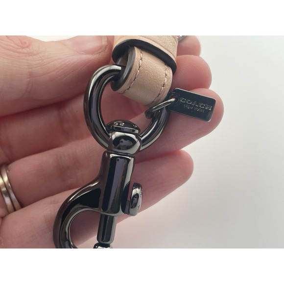 Coach Novelty Strap Rose Gold Glitter Leather Crossbody Gunmetal Hardware - Picture 11 of 12